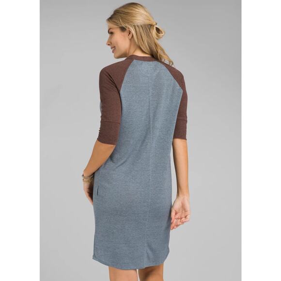 Prana Henley Raglan Dress Womens S Small Grey Cozy Up Jersey Knit Mid Sleeve - Picture 15 of 16